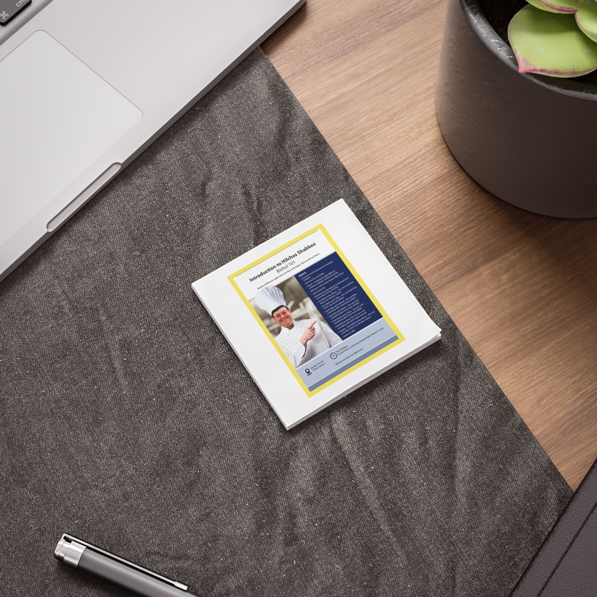 Post-it® Note Pads - "Introduction to Hilchos Shabbos" Chef Design Memo Pads