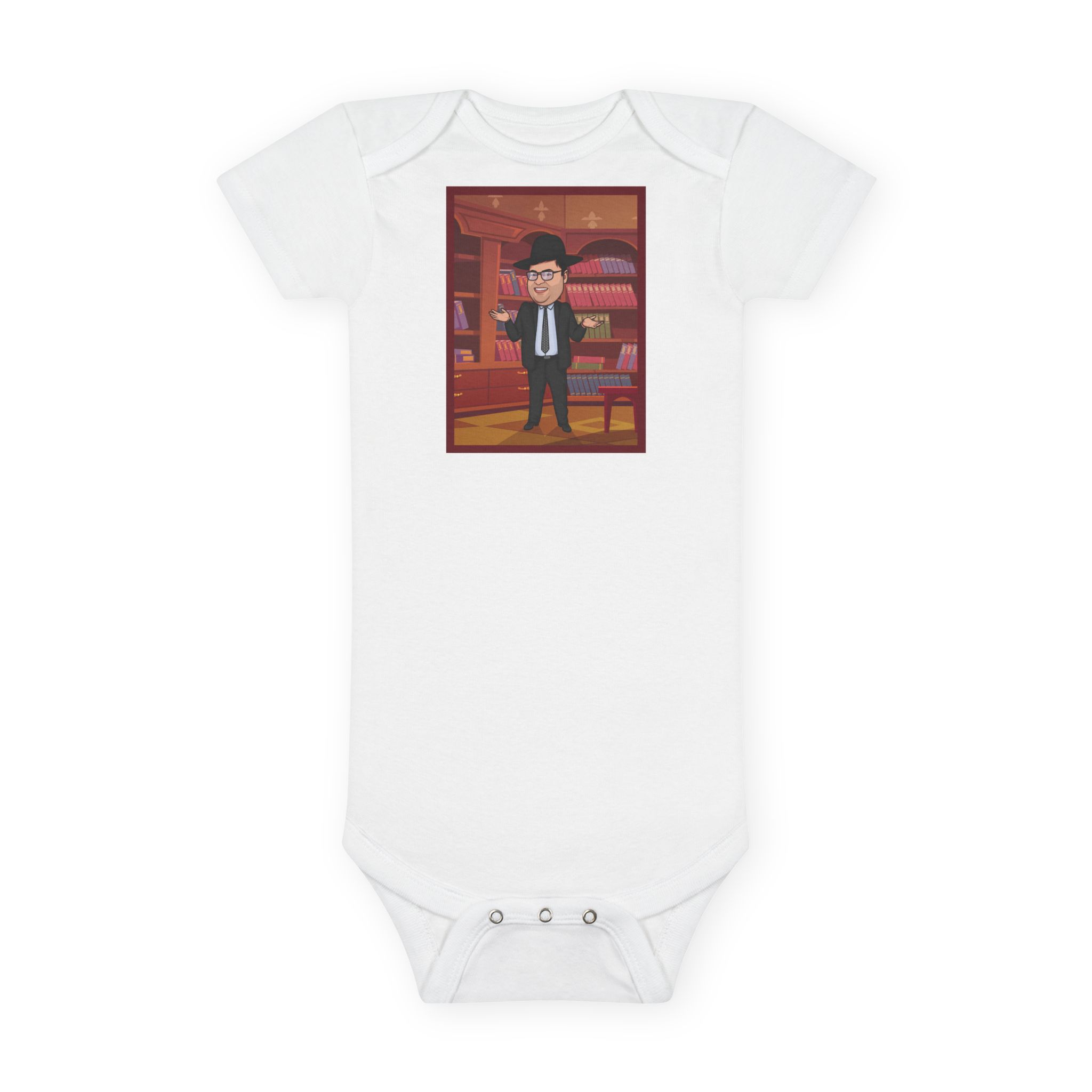 Baby Bodysuit — Cute Cartoon Librarian Baby Onesie - Image 2