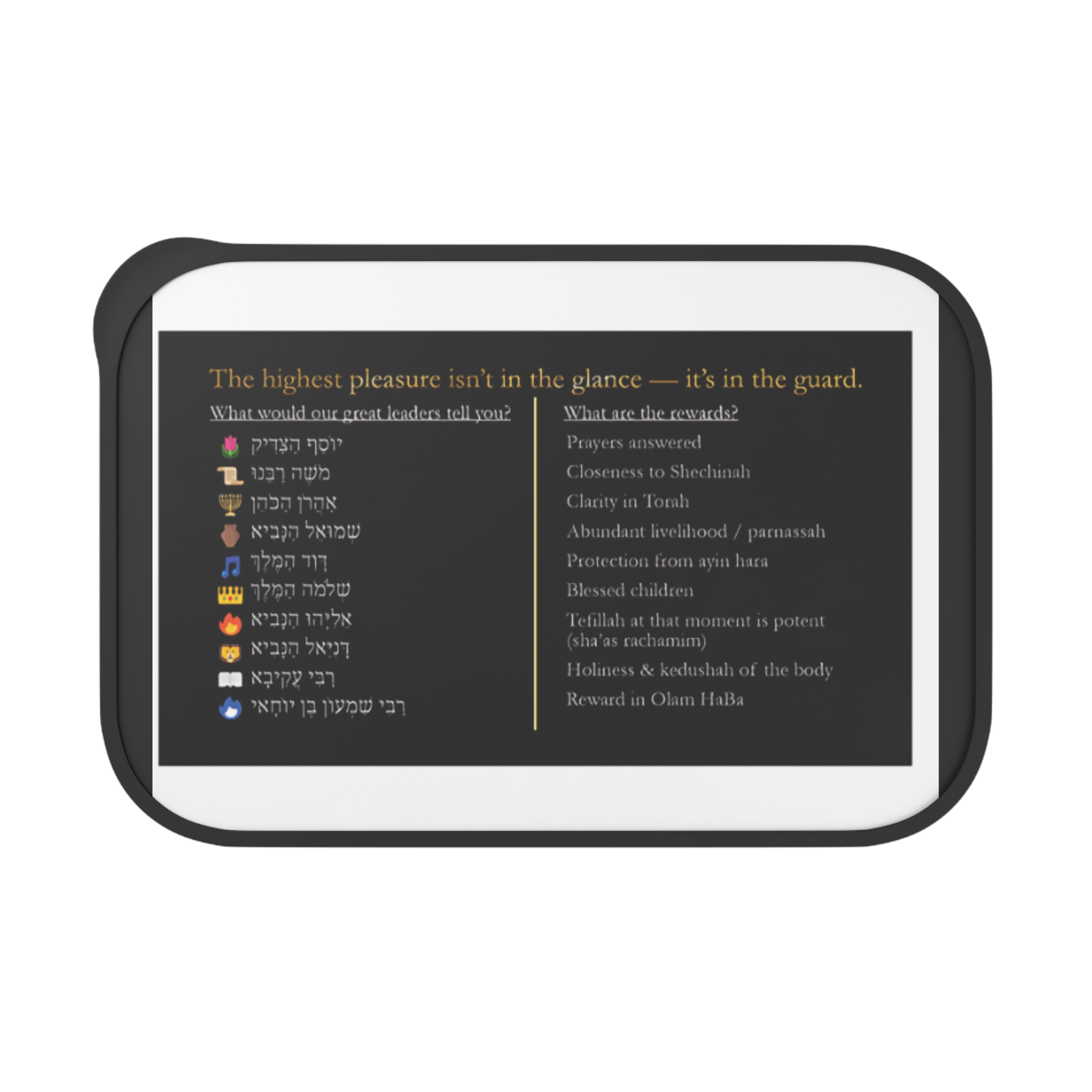 PLA Bento Box with Band & Utensils — Inspirational Hebrew Prayer Emoji Guide - Image 2